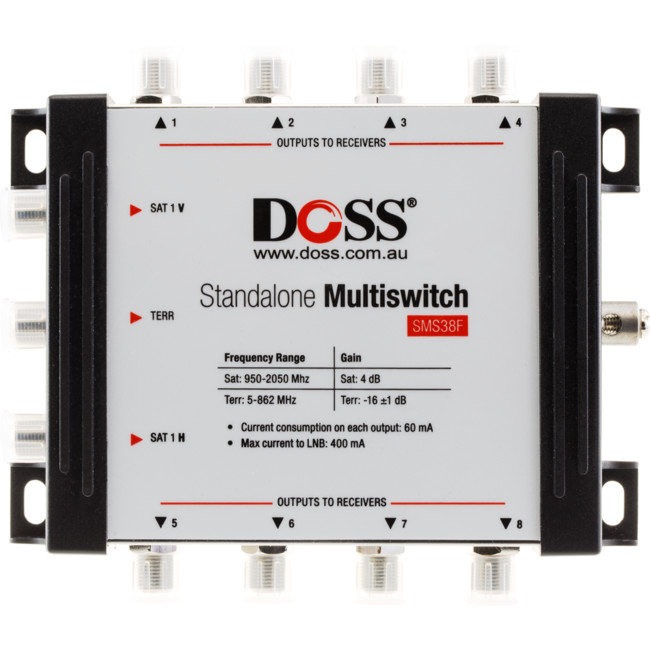 SMS38F 3-IN 8-OUT MULTISWITCH 5-2150MHZ F-TYPE SATELLITE FTA