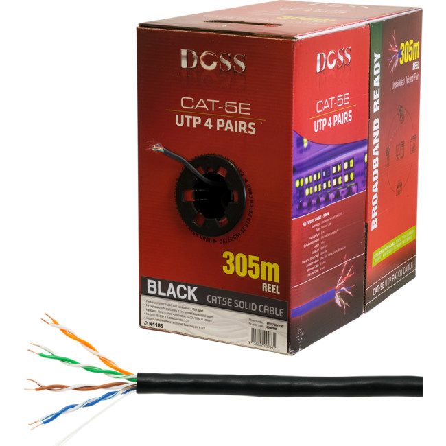 C5RBLK 305M CAT5E SOLID CABLE BLACK (SOLD AS 305M ROLL ONLY)