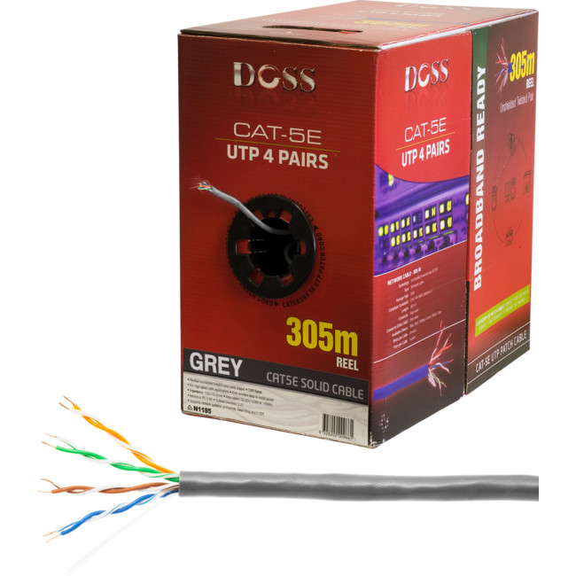 C5RGRY 305M CAT5E SOLID CABLE GREY (SOLD AS 305M ROLL ONLY)