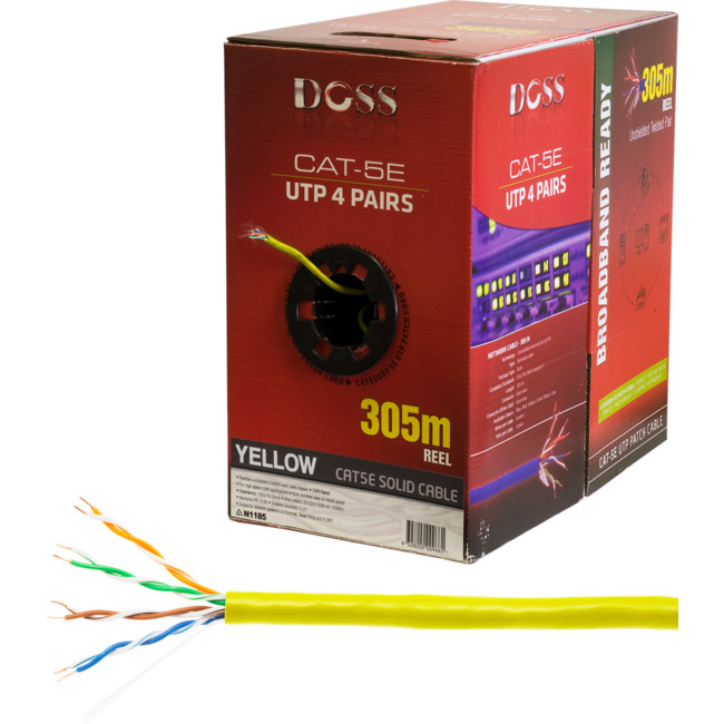 C5RYLW 305M CAT5E SOLID CABLE YELLOW (SOLD AS 305M ROLL)