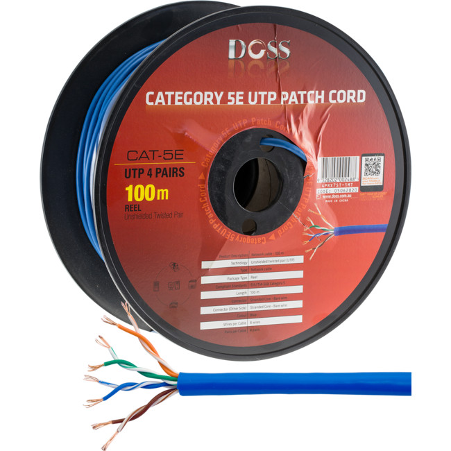 C5RSTBLU 100M CAT5E STRANDED CABLE BLUE (ROLL CODE)