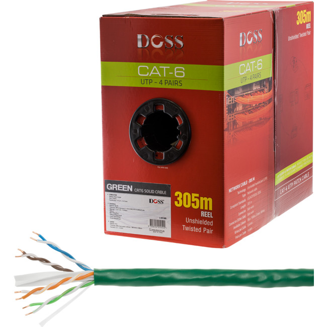 C6RGRN 305M CAT6 SOLID CABLE GREEN (SOLD AS 305M ROLL ONLY)