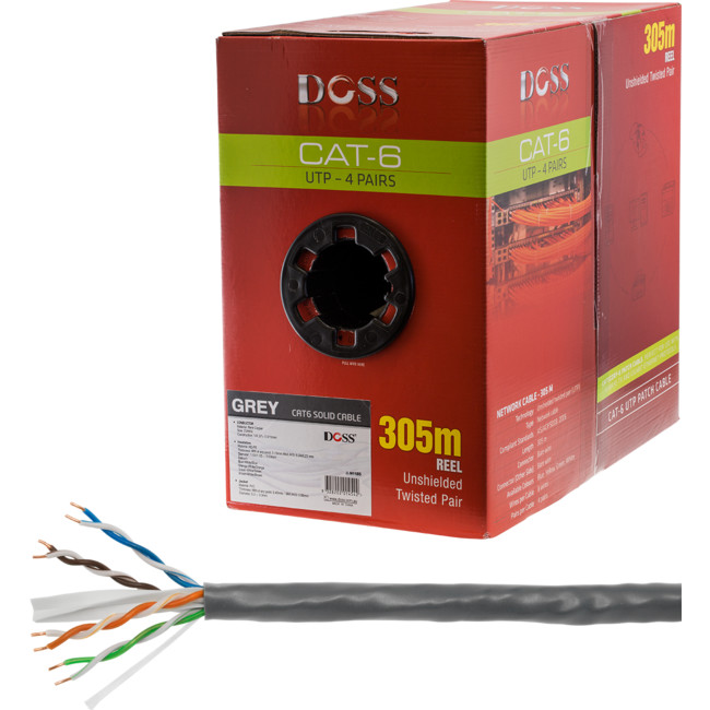 C6RGRY 305M CAT6 SOLID CABLE GREY (SOLD AS 305M ROLL ONLY)