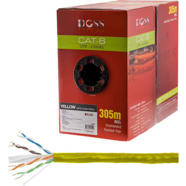 C6RYLW 305M CAT6 SOLID CABLE YELLOW (SOLD AS 305M ROLL ONLY)