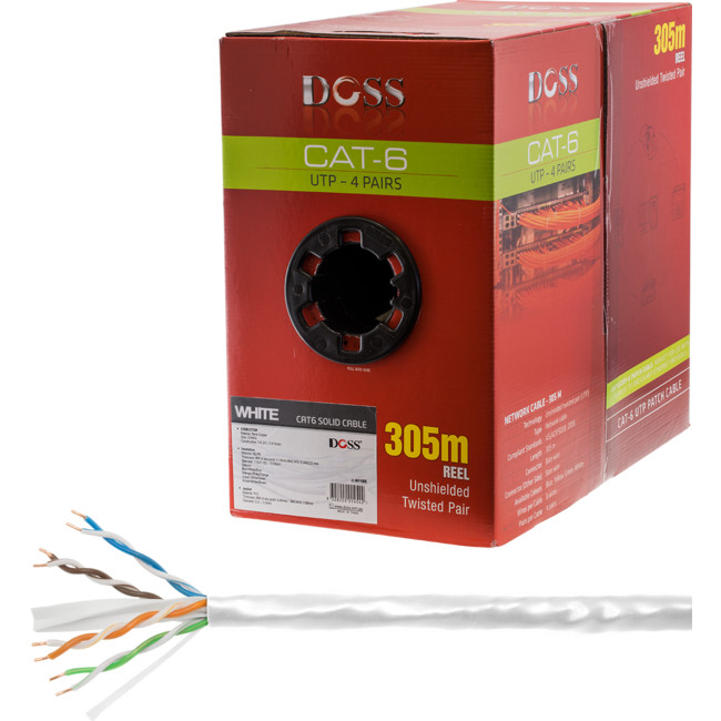 C6RWHT 305M CAT6 SOLID CABLE WHITE (SOLD AS 305M ROLL ONLY)