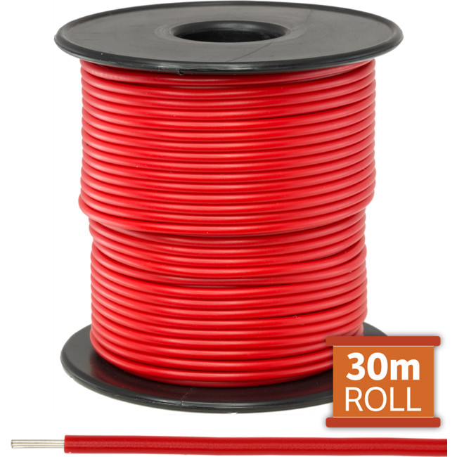 21-.08R-30M 30M RED HOOKUP WIRE/ CABLE (SOLD AS A ROLL OF 30M)