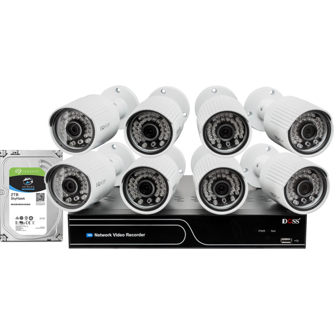 IP8INK WHITE BULLET 1080P IP CAMERA WITH 2TB HDD 8CH NVR KIT