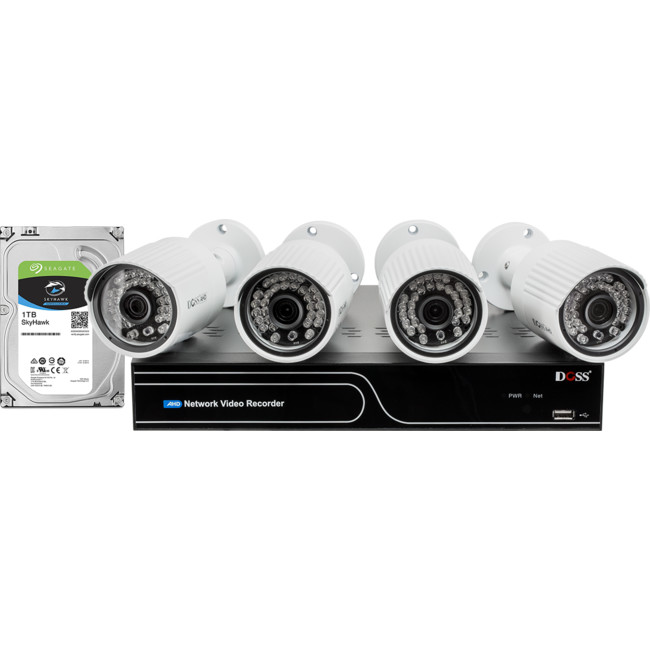 AHD4INK WHITE BULLET 1080P AHD CAMERA WITH 1TB HDD 4CH DVR KIT