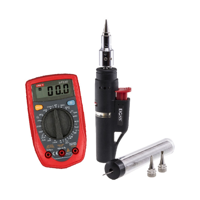 GS2KKIT – 2 IN 1 GAS SOLDERING IRON KIT PLUS DIGITAL MULTIMETER