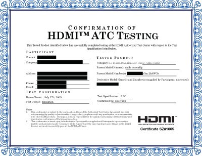 hdmi certification