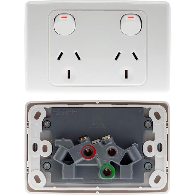 Clipsal 2025we Horizontal Double Gpo White 10amp Radio Parts Electronics Components Clipsal 2025we Horizontal Double Gpo, Electrical Wiring Double Powerpoint With Light Switch Diagram