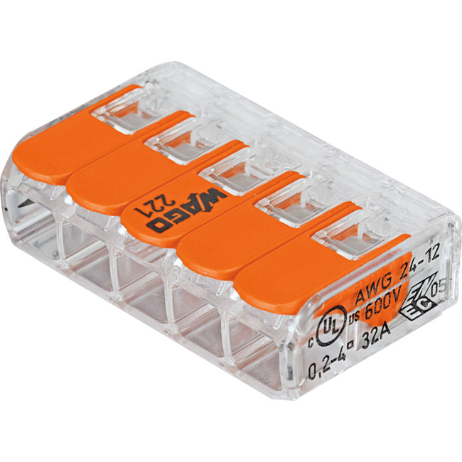 221-412 Wago Wago 221 Series Terminal Block, 2-Way, 32A, 24, 54% OFF