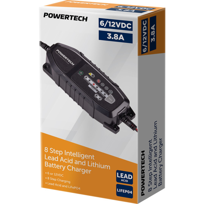 POWERTECH MB3904 6/12V 3.8A SLA LITHIUM CHARGER Radio Parts