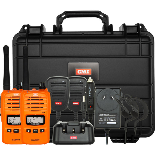 GME TX6160OTP 5W 80CH UHF HANDHELD RADIO ORANGE TWIN PACK GME Radio