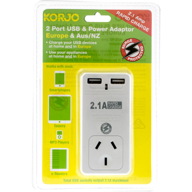 Korjo Power Tavel Plug Adapter Adaptor Charger-From Worldwide to Aus AU AUST&NZ 