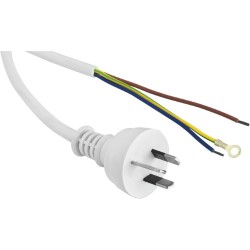 53PW 5M 7.5A 3 CORE MAINS LEAD BARE WIRE POWER LEAD WHITE