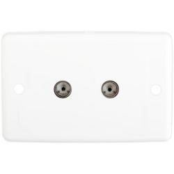 PR4605 TV & FM TWIN TV WALL PLATE PAL SOCKET TO SCREW & SADDLE
