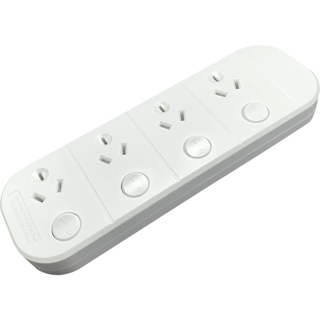 JACKSON PT1614 4 OUTLET SWITCHED POWERBOARD WHITE Radio Parts