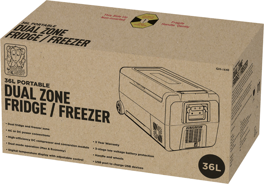 BRASS MONKEY GH1640 36L PORTABLE FRIDGE AC DC BRASS MONKEY Radio Parts